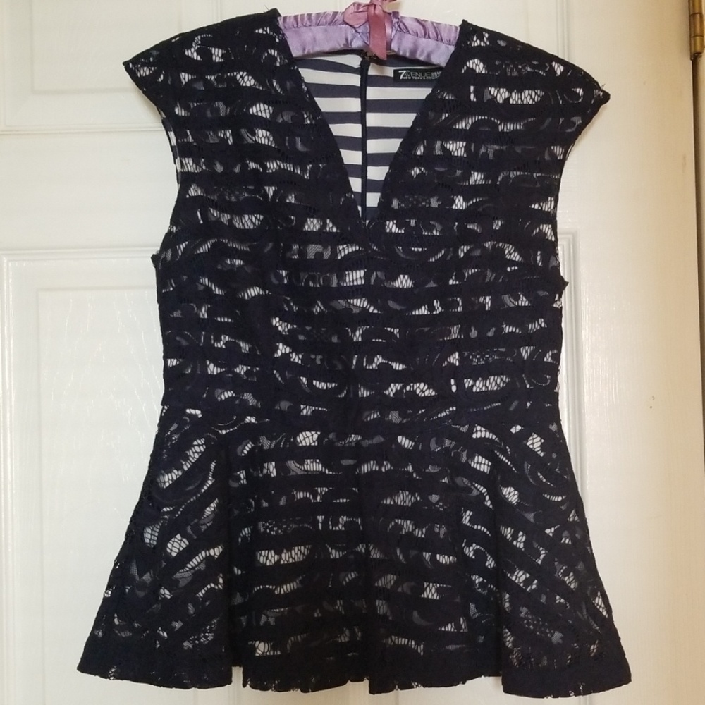 Lace overlay peplum top